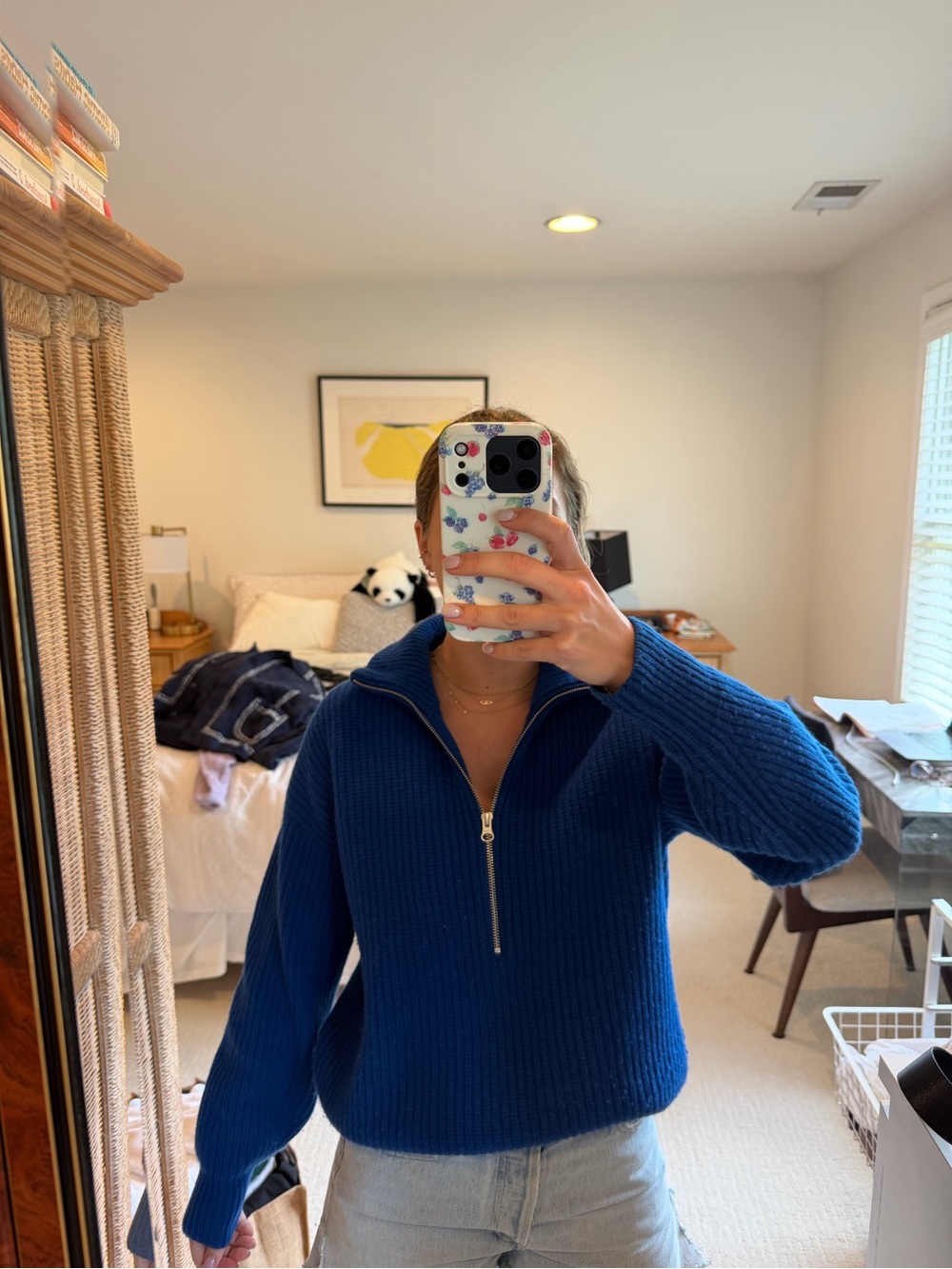 Everlane Cobalt Zip-Neck Ribbed Sweater - Picture 2 of 6
